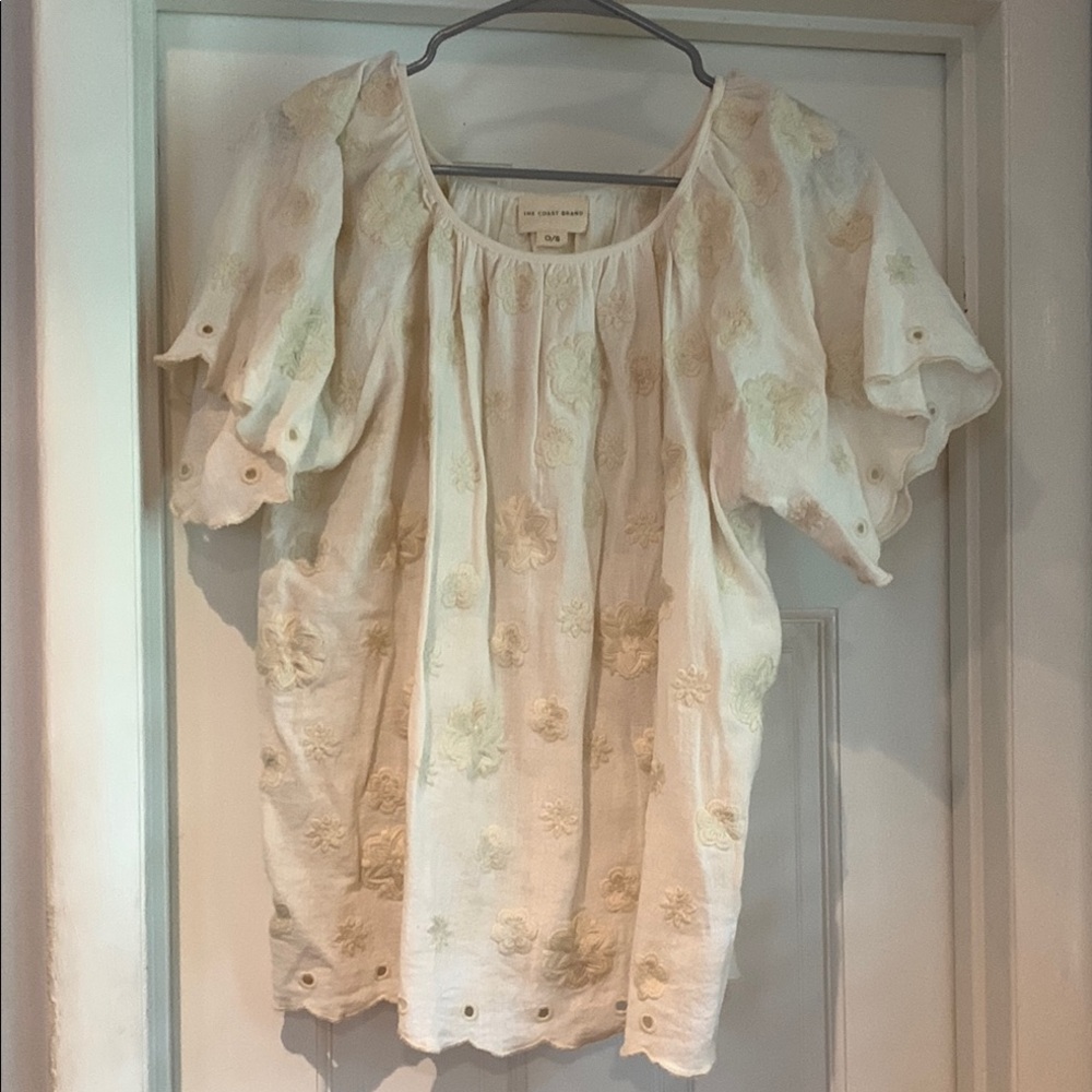 Embroidered Cream Top